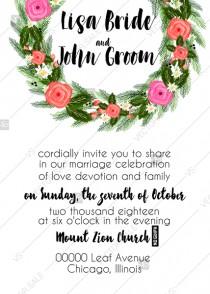 wedding photo - Rose wedding invitation card printable template PDF template 5x7 in customize online