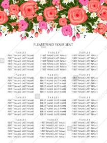 wedding photo - Rose wedding invitation seating chart card printable template PDF template 18x24 in online maker