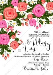 wedding photo - Rose wedding invitation card printable template PDF template 5x7 in customizable template
