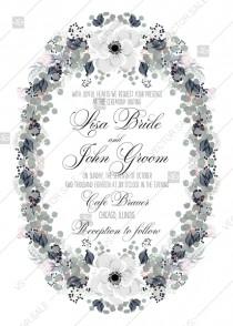wedding photo - Wedding invitation set white anemone flower card template PDF 5x7 in