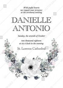 wedding photo - Wedding invitation set white anemone flower card template PDF 5x7 in edit online