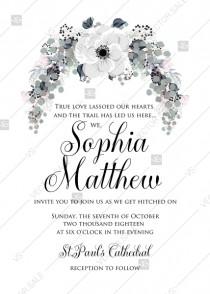 wedding photo - Wedding invitation set white anemone flower card template PDF 5x7 in edit template