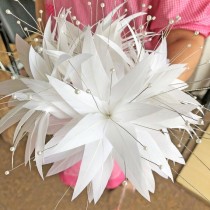 wedding photo -  Customized White Beaded Feather Flower Millinery Hat Addition Handmade Fascinators Feather Embellishment for Wedding Prom Party
