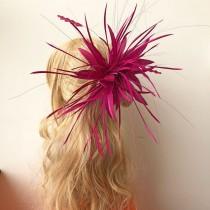 wedding photo -  Color Customized Feather Hair Flower with Mount Millinery Feather Flower Adornments Feathers Craft for Millinery Veil 1 Piece