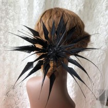 wedding photo -  Beaded Black Feather Flower Millinery Flower Craft Handmade Plume Flower Feathers Mount for Bouquets Fascinators Decoration 1 Piece