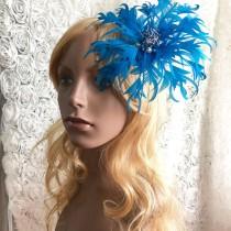 wedding photo -  Handmade Flower Feather Flowers with Pearl Details Fascinator Feather Flower Trim for Party Headpiece Bridal Veil Made to order 1 Piece
