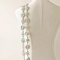 wedding photo -  Crystal Bridal Sashes Belt trim Floral Rhinestones Applique Accent for Wedding Dress Evening Gown Length Customized