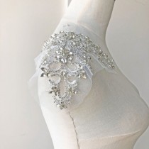 wedding photo -  Sparkling Rhinestones Applique Wedding Gown Applique Shoulder Epaulettes Crystal Applique Accents for Wedding Dress