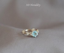 wedding photo -  Aquamarine ring, Aquamarine engagement ring, Floral engagement ring, anniversary ring with diamonds in 14k yellow, white, or rose gold