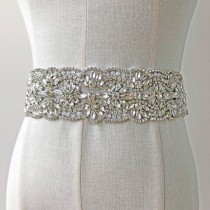 wedding photo -  Hot Fixed Rhinestone Sash Belt Applique Crystal Trimming Chunky Bridal Accessories for Wedding Dresses