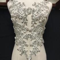 wedding photo -  Rhinestone Applique Crystal Flower Patches Embroidery Beaded Sewing Appliques for Bridal Gown Evening Bodice