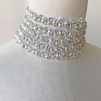 wedding photo -  Rhinestone Crystal Trimming Diamante Belt Iron on Appliques for Wedding Dress Straps Sash Belt Headband Custom length