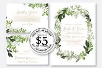 wedding photo -  Wedding Invitation set herbal greenery watercolor digital card template free editable online USD 5.00 VECTOR.SALE