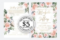 wedding photo -  Wedding Invitation set watercolor blush pink peony rose greenery digital card template free editable online USD 5.00 on VECTOR.SALE