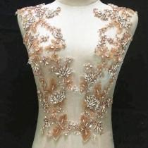 wedding photo -  Rose Gold Bridal Rhinestone Applique Stitch Crystal Patch Bling Bodice Accents for Wedding Dresses Evening Gown