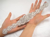 wedding photo -  Rhinestone applique Bridal Sash Belt Beaded Pearl Trimming for Wedding Dress ,Evening Gown Crystal Belt