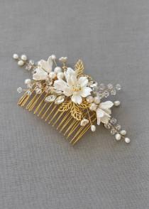 wedding photo - FLEUR Bridal Comb, Wedding headpiece, Bridal Headpiece, Wedding Comb, Floral Comb, Decorative Comb, Bridal Hair Jewellery