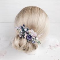 wedding photo - Flower hair comb, Lavender flower hair clip, Bridal flower hair piece, Flower hair clip, Wedding hair pieces for bridesmaid