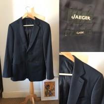 wedding photo - Vintage Jaeger Men’s Suit / Dinner Jacket; Navy Blue; Medium-Large; Chest 40 inches