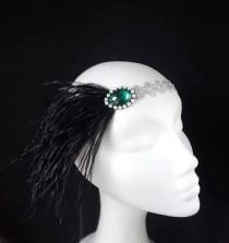 wedding photo -  Great gatsby headband, Art deco feather headpiece, Flapper hair piece. GG-001