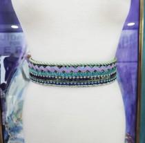 wedding photo -  Blue, purple and green sash belt, Bohemian wedding, Wedding belt, Embroidery sash belt, Jewelry belt, Multicolor belt, FB-002
