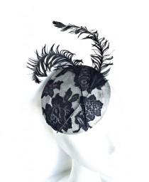 wedding photo -  Black and gray fascinator hat. Feather fascinator. Wedding fascinator.