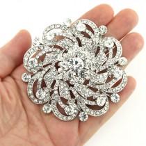 Large Round Rhinestone Brooch, Bridal Brooch, Cake Decor, Wedding Broach, 3 inch Round Crystal Broach, Dress Sash Brooch, Silver Brooches wedding photo - Large Round Rhinestone Brooch, Bridal Brooch, Cake Decor, Wedding Broach, 3 inch Round Crystal Broach, Dress Sash Brooch, Silver Brooches