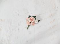 Blush pink white flower boutonniere, buttonhole, wedding accessories prom corsage wedding photo - Blush pink white flower boutonniere, buttonhole, wedding accessories prom corsage