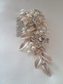 Champagne Bridal Hairpiece, Romantic Wedding Hair Spray, Boho Bridal Haircomb, Fig Leaf Vine Hairpiece wedding photo - Champagne Bridal Hairpiece, Romantic Wedding Hair Spray, Boho Bridal Haircomb, Fig Leaf Vine Hairpiece