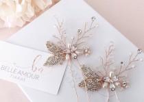 Wedding hair pins Rose gold hair pins Bridal hair piece Wedding hair piece Pearl hairpins Brides hairpins Hair jewelry Bobby pin wedding photo - Wedding hair pins Rose gold hair pins Bridal hair piece Wedding hair piece Pearl hairpins Brides hairpins Hair jewelry Bobby pin