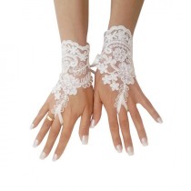 wedding photo -  Ivory or champagne lace wedding gloves, bridal gloves, lace gloves fingerless, wedding gloves, bridal accessories, beach wedding, classic