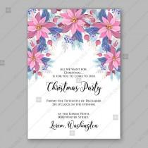 wedding photo -  Christmas party invitation floral background Gorgeous Pink red Poinsettia fir Whortleberry floral wreath