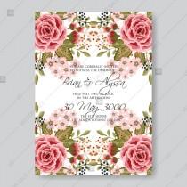 wedding photo -  Ranunculus rose red pink peony wedding invitation vector printable card template valentines day