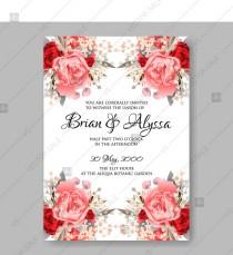 wedding photo -  Wedding invitation pink peony design vector printable floral card valentines day