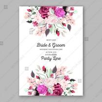wedding photo -  Magenta Pink ranunculus white rose greenery wedding invitation vector template vector template