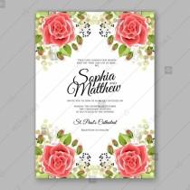 wedding photo -  Red rose wedding invitation vector flowers template card