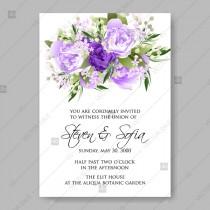 wedding photo -  Lavander violet purple lilac peony floral wedding invitation vector template watercolor greenery vector invitation invitation template