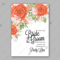 wedding photo -  Wedding invitation card template peach golden orange rose greenery spring