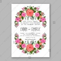 wedding photo -  Pink rose, peony wedding invitation card decoration bouquet