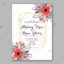 wedding photo -  Red peony poppy floral wedding invitation card background romantic invitation