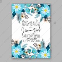 wedding photo -  Blue Anemone Peony floral vector Wedding Invitation Card printable template vector download