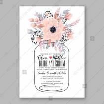 wedding photo -  Anemone wedding invitation card printable vector template birthday card