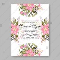 wedding photo -  Sakura pink cherry blossom flowers japan wedding invitation vector template botanical illustration