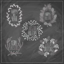 wedding photo -  Blackboard Chalkboard Christmas day clipart elements for winter holiday party invitations