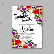wedding photo -  Floral Baby Shower Invitations twinkle twinkle little star invitation