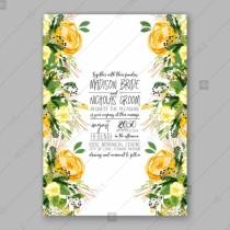 wedding photo -  Wedding invitation card Template Yellow rose floral watercolor