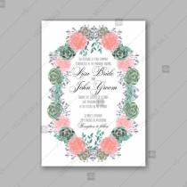 wedding photo -  Wedding invitation vector template Сhrysanthemum, Peony, Succulents floral pattern