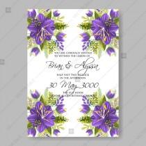 wedding photo -  Romantic violet purple ultraviolet flower hibiscus rose bouquet bride wedding invitation template design mothers day card