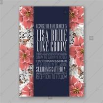 wedding photo -  Wedding Invitation with bridal shower invitation bouquets of rose, peony, orchid, anemone, camellia
