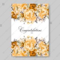 wedding photo -  Vintage Wedding invitation vector card template orange watercolor peony eucalyptus thank you card